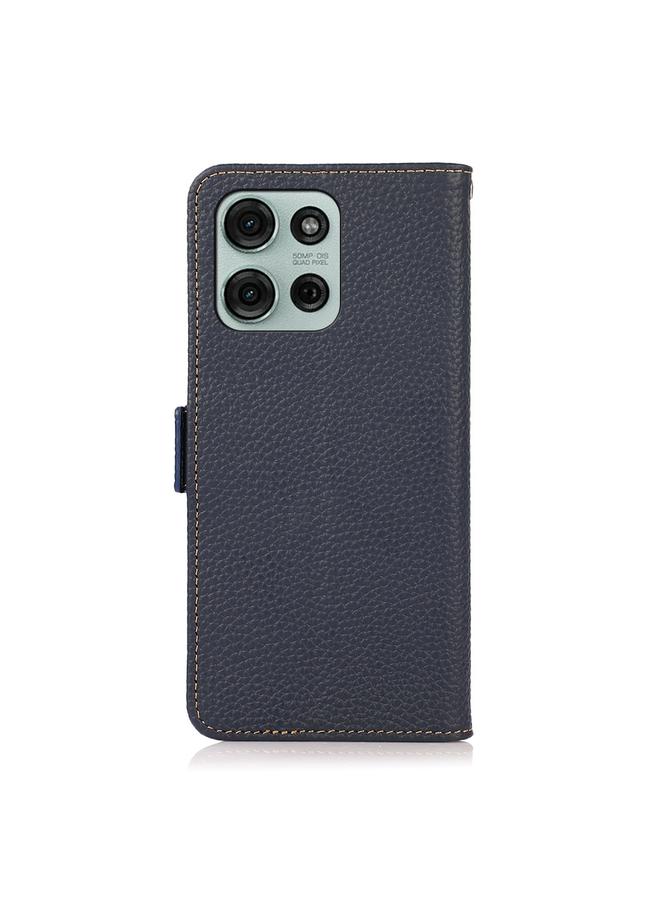 S-TOP Case For Motorola Moto G75 5G KHAZNEH Side-Magnetic Litchi Genuine Leather RFID Phone Case - Image 3