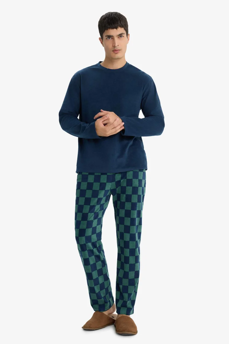 ديفاكتو 2 Piece Pyjama Set with Long Sleeve Top and Plaid Pants