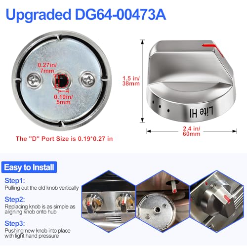 S-Union DG64-00473A Stove Knobs Compatible with Samsung Stove Knob Replacement,for Samsung Gas Range Oven Knobs Parts NX58H5600SS NX58H5650WS NX58J7750SS NX58F5700WS Burner Control Dial Perilla,5pcs - Image 4
