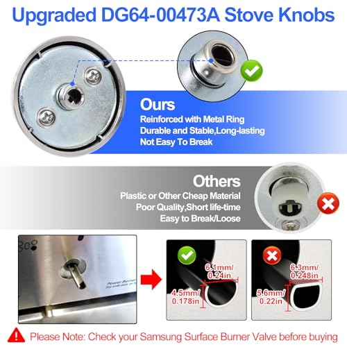 S-Union DG64-00473A Stove Knobs Compatible with Samsung Stove Knob Replacement,for Samsung Gas Range Oven Knobs Parts NX58H5600SS NX58H5650WS NX58J7750SS NX58F5700WS Burner Control Dial Perilla,5pcs - Image 3