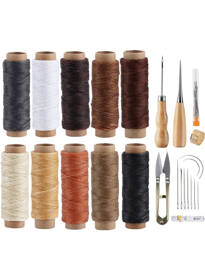 Leather Sewing Kit - 31 Pcs Leather Working Tools Upholstery Repair Kit with Waxed Thread, Leather Stitching Kit for DIY/Beginner Leather Sewing/Shoe Repair Kit  - Image 1