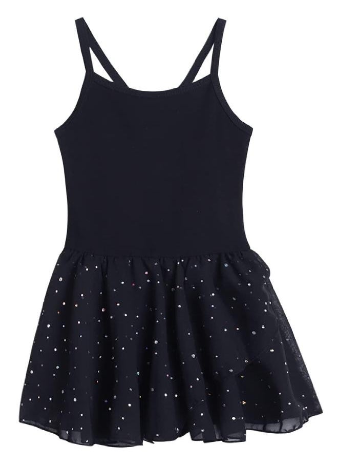 EQSJIU EQSJIU Tutu Dresses for Girls Camisole Dance Ballet Leotard with Skirts 5t Size 5-6 Years Old Black Outfits  - Image 1