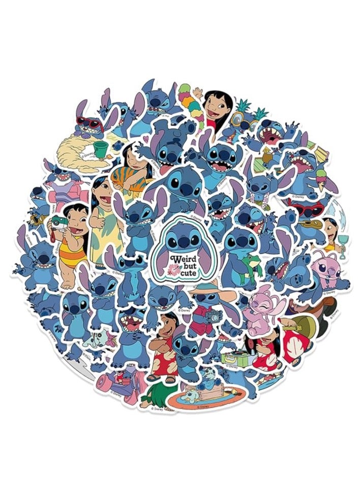 50 Pieces Stitch Waterproof Sticker Cute Anime Cartoon Laptop Skateboard Luggage Computer Water Bottle Sticker For Kids Teens Girls Adults  - Image 1