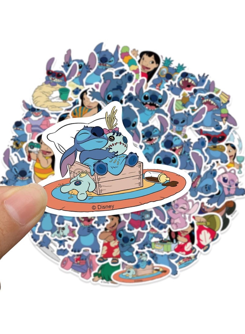 50 Pieces Stitch Waterproof Sticker Cute Anime Cartoon Laptop Skateboard Luggage Computer Water Bottle Sticker For Kids Teens Girls Adults  - Image 3