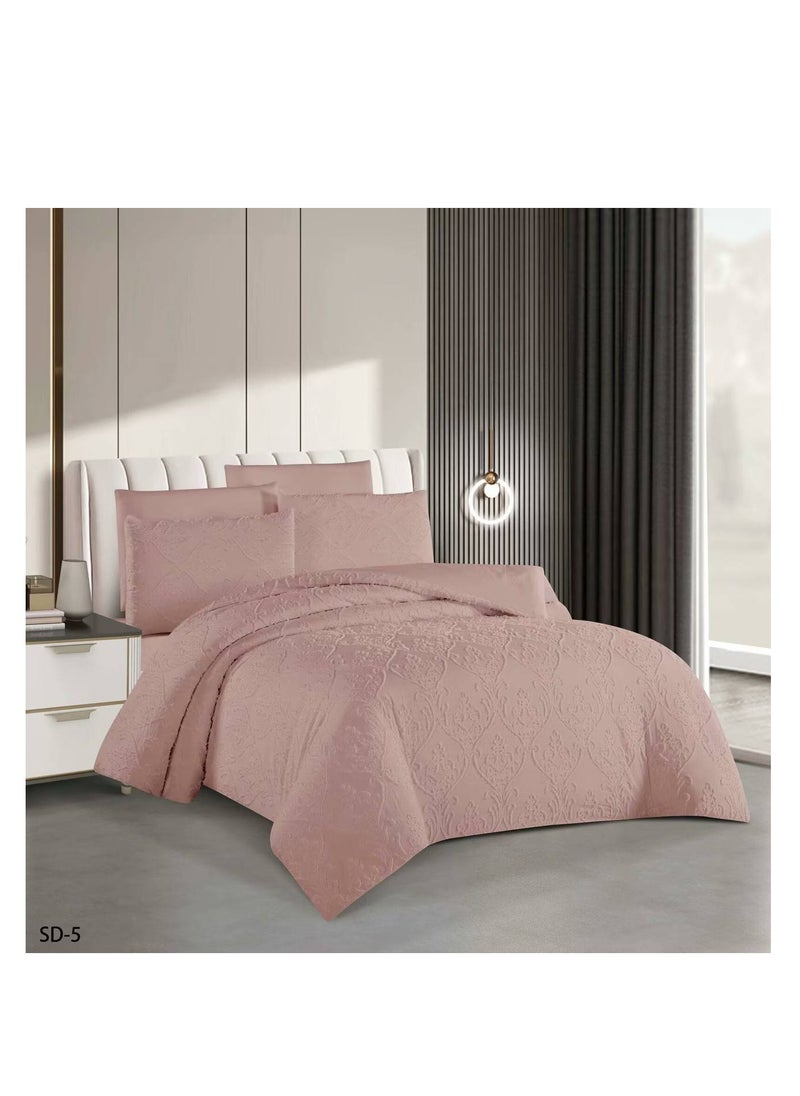 BAIG 6Pcs Comforters 200 Thread Count Fitted Sheet 100% Cotton Hotel Quality Bed Sheets  - King size Embroidered Textured Bedding Set Comforter set Microfiber 