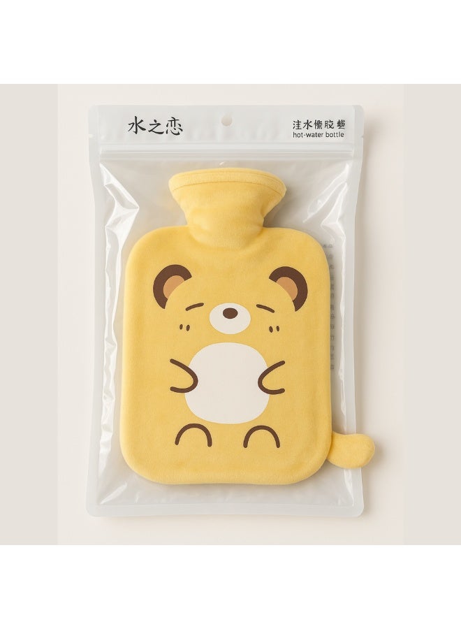 Plush Hot Water Bottle with Soft Cover – Leak-Proof Reusable Heat Therapy Bottle for Pain Relief, Cramps, Muscle Relaxation, Warmth & Cozy Comfort for Kids & Adults (Yellow) - Image 5