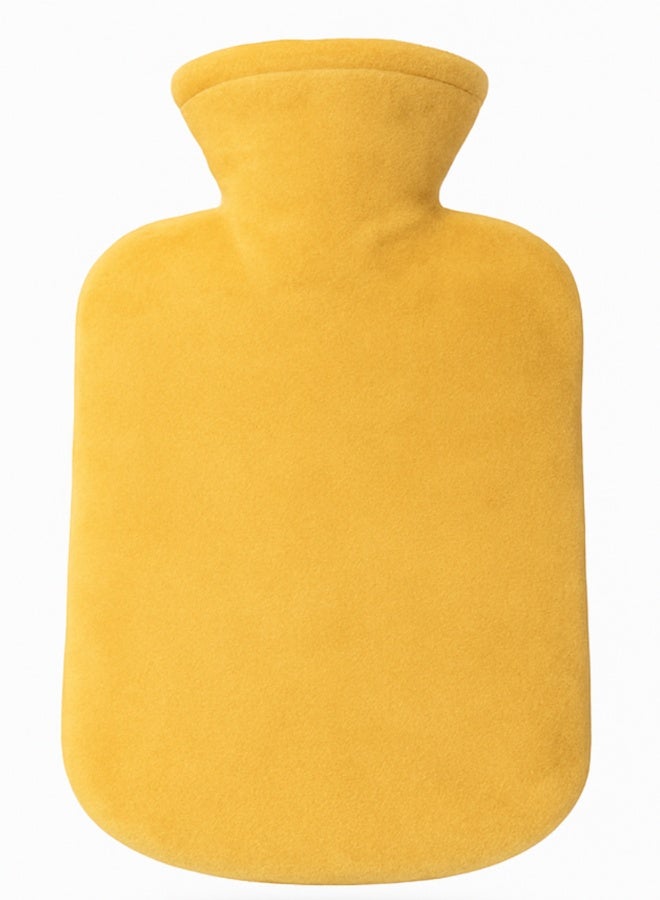 Plush Hot Water Bottle with Soft Cover – Leak-Proof Reusable Heat Therapy Bottle for Pain Relief, Cramps, Muscle Relaxation, Warmth & Cozy Comfort for Kids & Adults (Yellow) - Image 2
