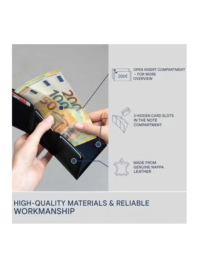 FEND RFID Blocking Leather Wallet Trifold Design With 6 Card Slots and ID Window Designed for Men Black  - Image 3