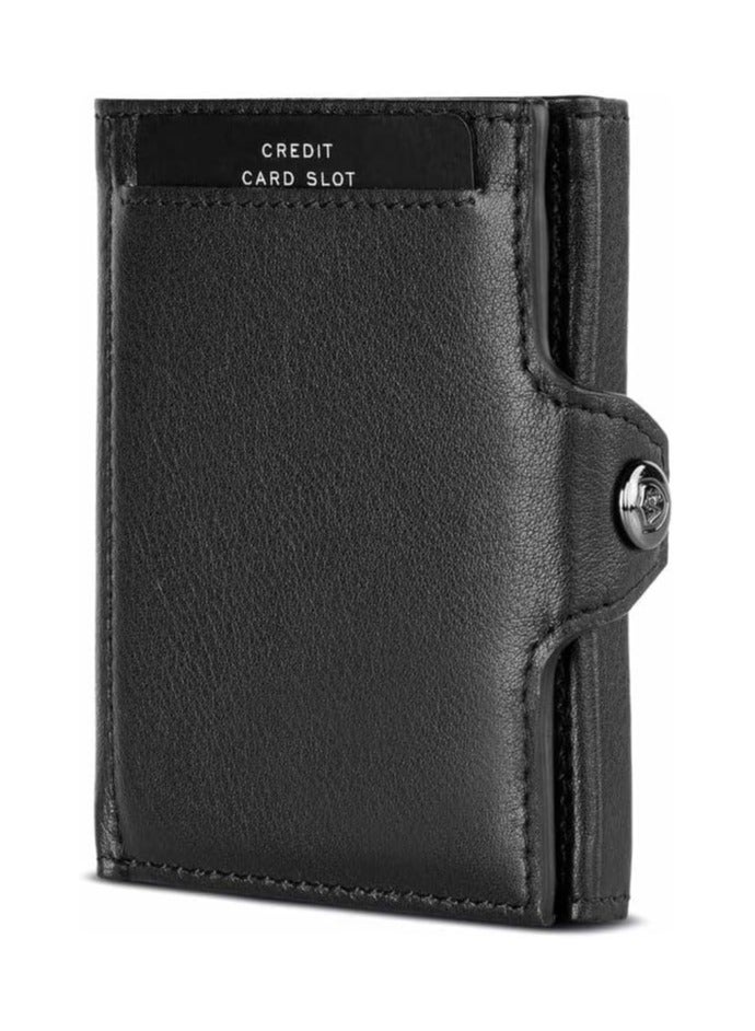 FEND RFID Blocking Leather Wallet Trifold Design With 6 Card Slots and ID Window Designed for Men Black  - Image 1
