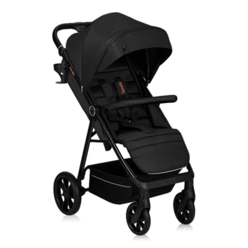 Stroller for daily urban use, aluminum frame, black color, full shock absorption and 360 swivel wheels for smooth maneuverability - Image 2
