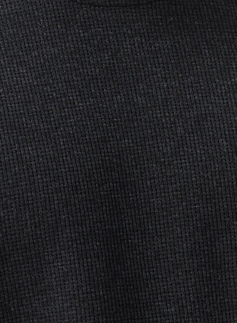 trendyol Anthracite Oversize Textured Waffle Short Sleeve Basic T-Shirt TMNSS22TS00049 - Image 4
