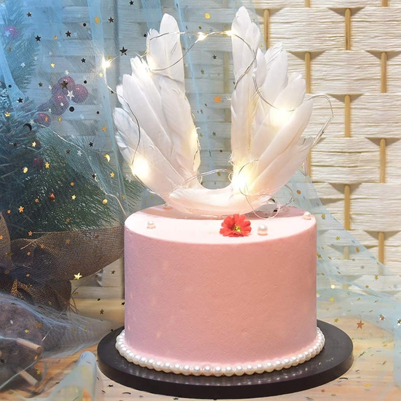 klarako Angel Wing Cake Topper 20 * 18cm Feather Wings Cake Sticks Decorations for Angel Wings for Kidscake Topper Baby Shower - Image 3