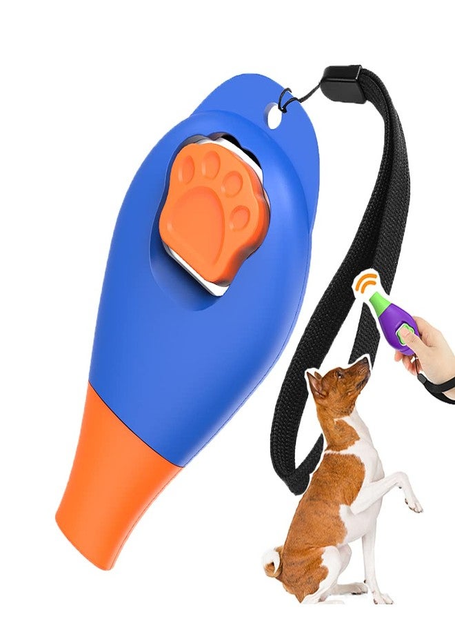Perwin Dog Training Clicker with Whistle and Wrist Strap - Positive Behavior Reinforcer for Pets - All Ages, Puppy and Adult Dogs - Use to Reward and Train - Dog Whistle Included (Blue) - Image 1