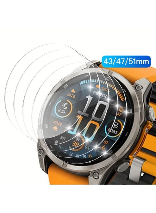 5Pcs Tempered Glass Screen Protector For Garmin Fenix 8 47mm AMOLED 9H Hardness HD Clarity - Image 1