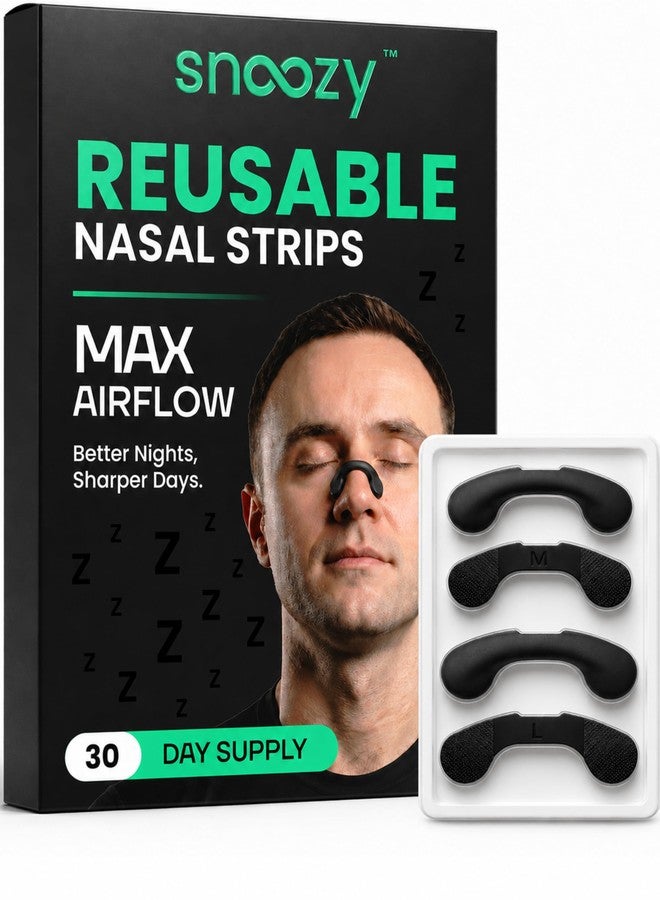 Snoozy Reusable Nasal Strips for Breathing - 30 Day Starter Kit with Bands + Tabs | Nose Strips for Snoring, Sleeping, Sports & Better Recovery | Help Reduce Mouth Breathing | 8+ Hours Hold - Image 1