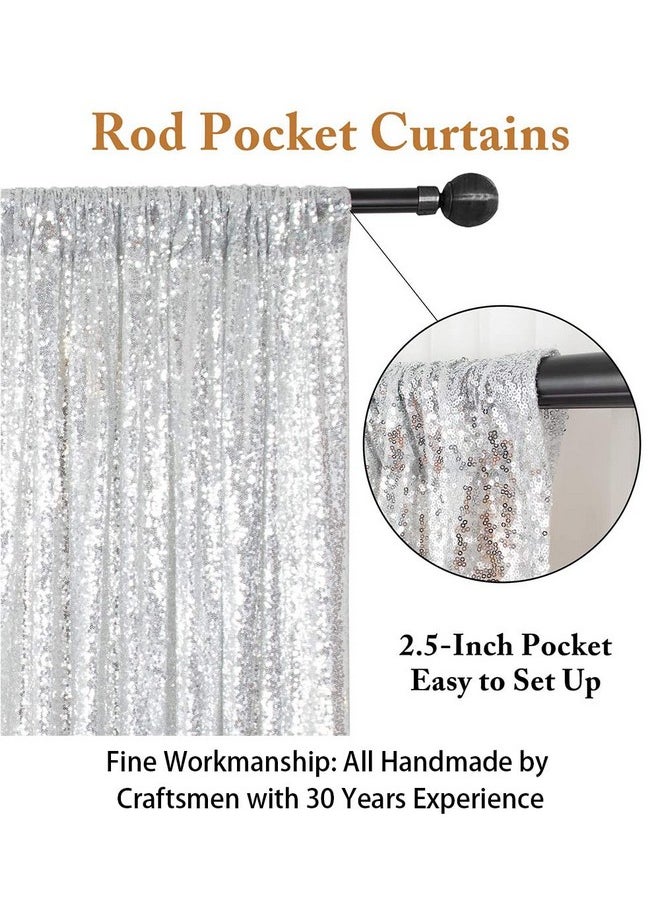 ShinyBeauty Sequin Curtainbackdrop5Ftx10Ftsilversequin Fabric Photo Booth Backdrop  - Image 4