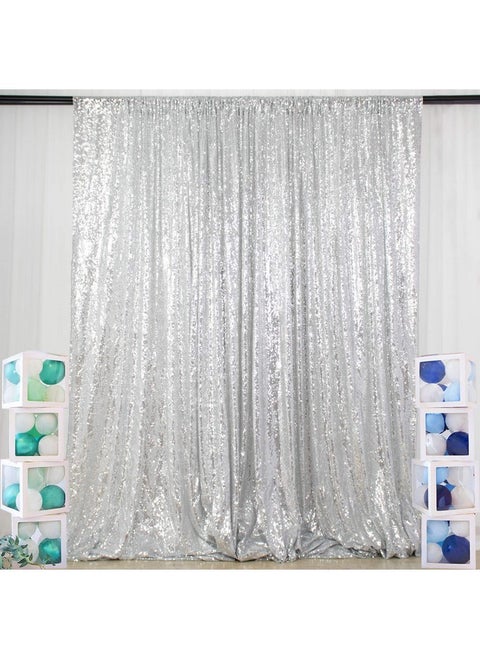 Sequin Curtainbackdrop5Ftx10Ftsilversequin Fabric Photo Booth Backdrop