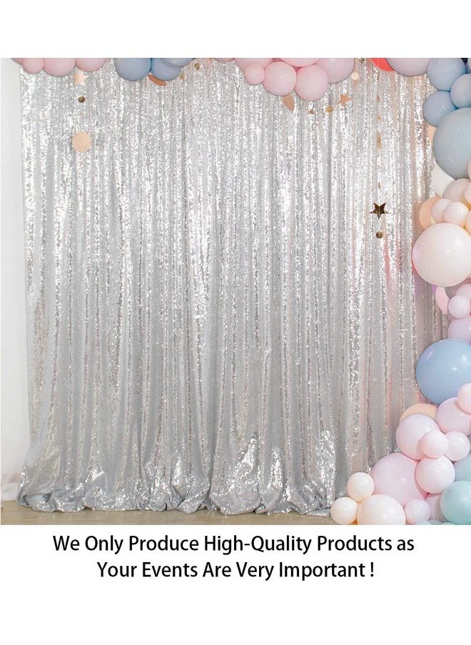 ShinyBeauty Sequin Curtainbackdrop5Ftx10Ftsilversequin Fabric Photo Booth Backdrop  - Image 3