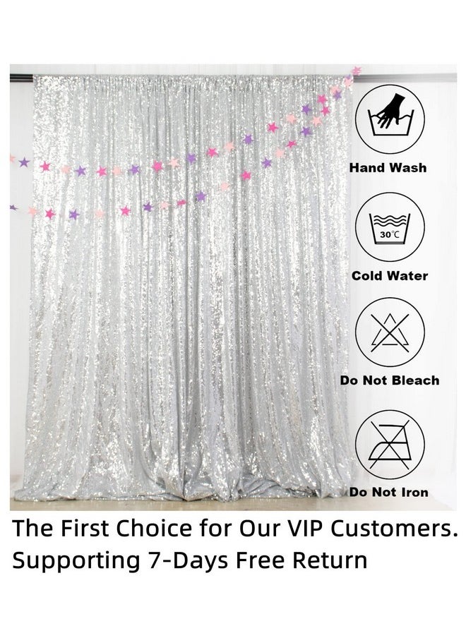 ShinyBeauty - Sequin Curtainbackdrop5Ftx10Ftsilversequin Fabric Photo Booth Backdrop - Image 1
