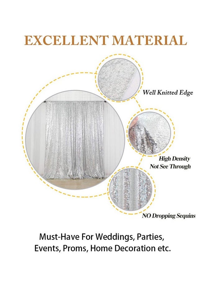 ShinyBeauty Sequin Curtainbackdrop5Ftx10Ftsilversequin Fabric Photo Booth Backdrop  - Image 5