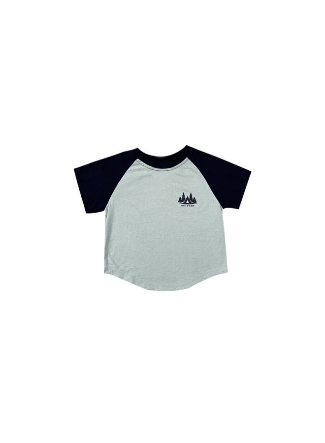 Anguyuanbao Summer New Mountain-style Outdoor Children's Color-blocked Raglan Sleeve Top Girls' Short-sleeve T-shirt