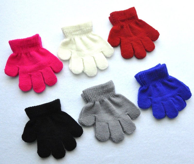 BaiX Toddler Boys and Girls Winter Knitted Writing Gloves, 1-3 Years Old, Light Grey - Image 3