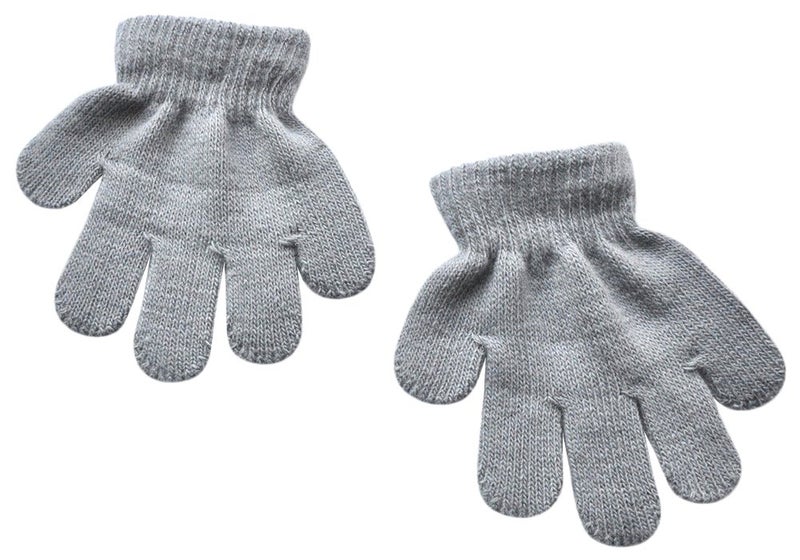 BaiX Toddler Boys and Girls Winter Knitted Writing Gloves, 1-3 Years Old, Light Grey - Image 1
