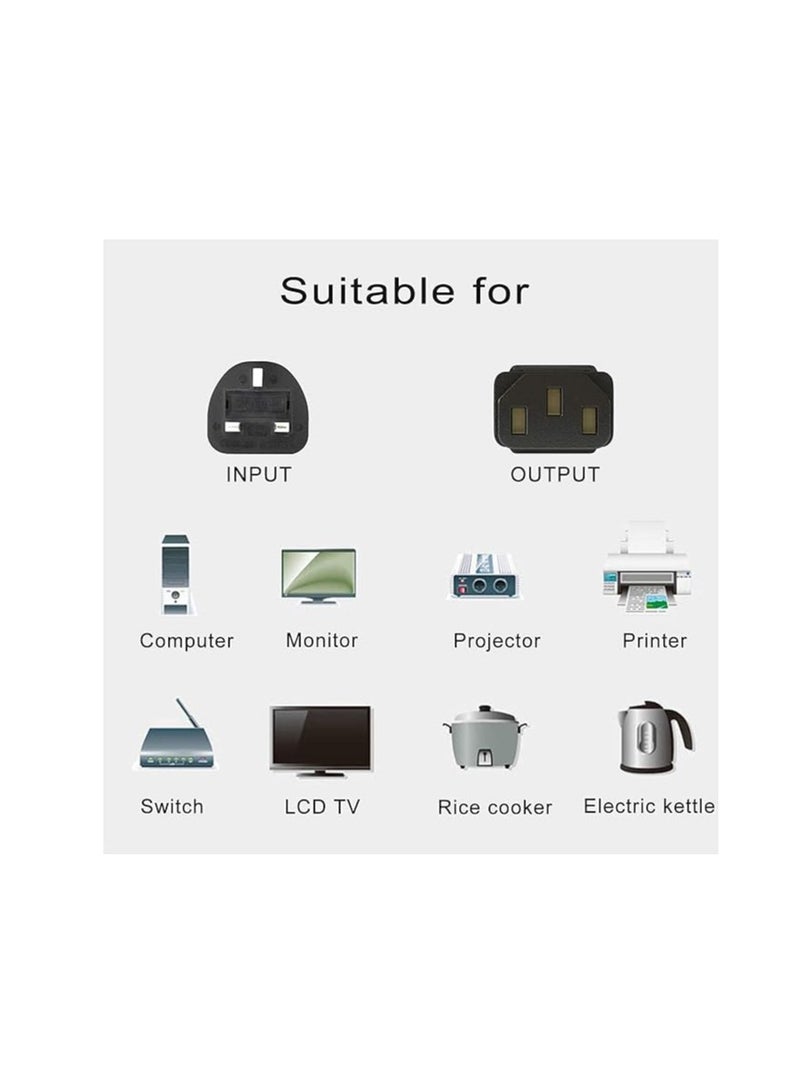 Terabyte Desktop Power Cable 250V 13A Monitor Power Cord 3 Pin UK Main Leads Universal AC Power Cord Replacement for PC Computer Printer LED LCD Smart TVs - 1.5m - Image 3