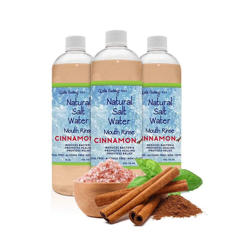 Dale Audrey 3 Pack Natural Saltwater Mouth Rinse | Himalayan Pink Salt Water Oral Rinse | Organic Cinnamon Flavor Fluoride & Alcohol Free Mouthwash for Fresh Breath | Natural Gum Care Mouthwash-16 FL Oz - Image 1
