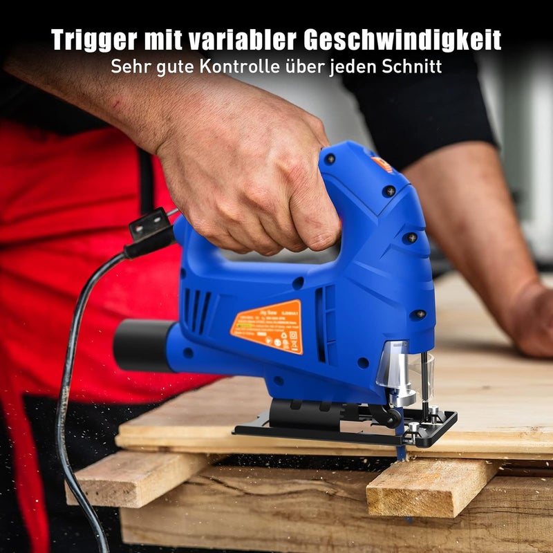 SORAKO Jigsaw, 600W Electric Jigsaw Tool, 800-3000SPM Cutting in Wood 60mm, 6 Variable Speeds, 3 Orbital Sets, Bevel Cutting 45¡ã, Corded Jig Saw for Wood and Metal Cutting - Image 3