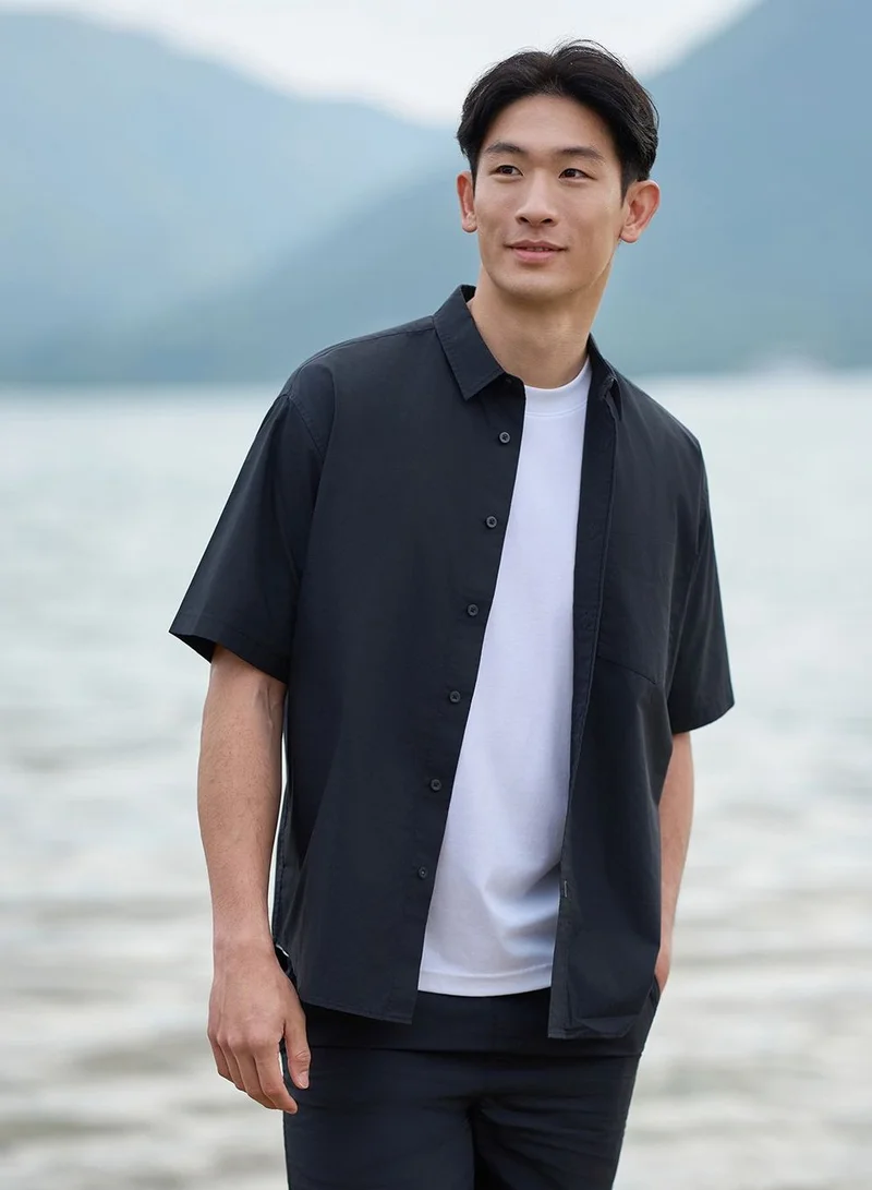 GIORDANO Men Relaxed Cotton Poplin Shirt