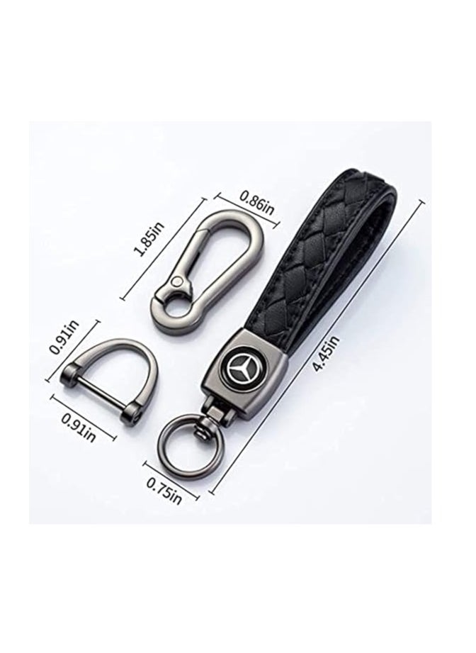Najwa Genuine Leather Car Logo Keychain for Chevrolet Car, Business Key Chain Suit Alloy Metal Chain Keyring Styling Decoration Accessories Keyring with Logo Gift for Women and Men (Black)  - Image 2