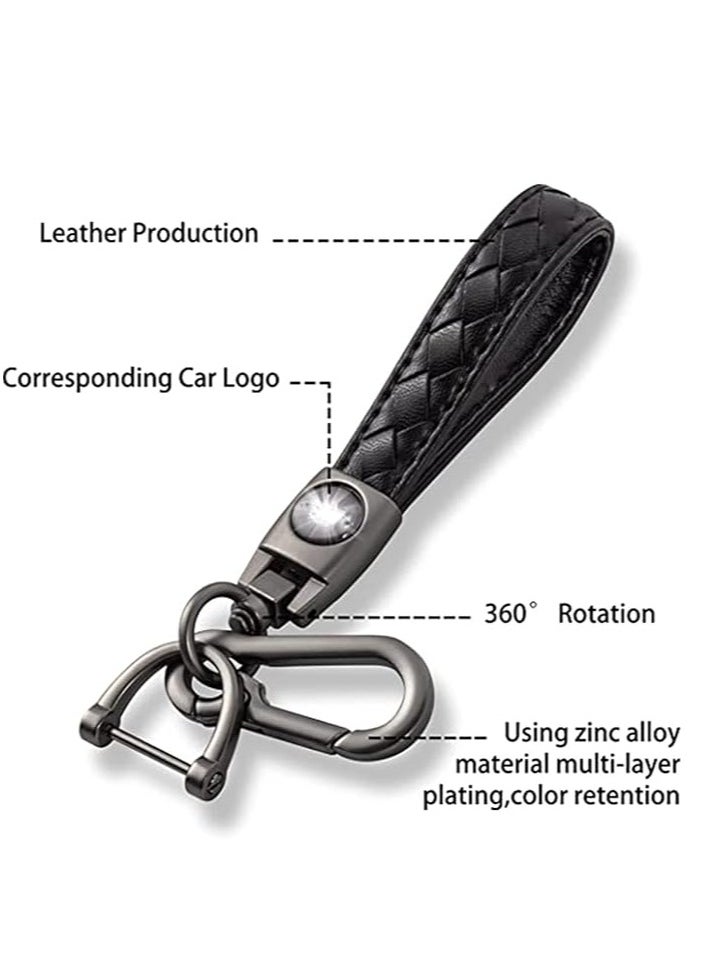 Najwa Genuine Leather Car Logo Keychain for Chevrolet Car, Business Key Chain Suit Alloy Metal Chain Keyring Styling Decoration Accessories Keyring with Logo Gift for Women and Men (Black)  - Image 3