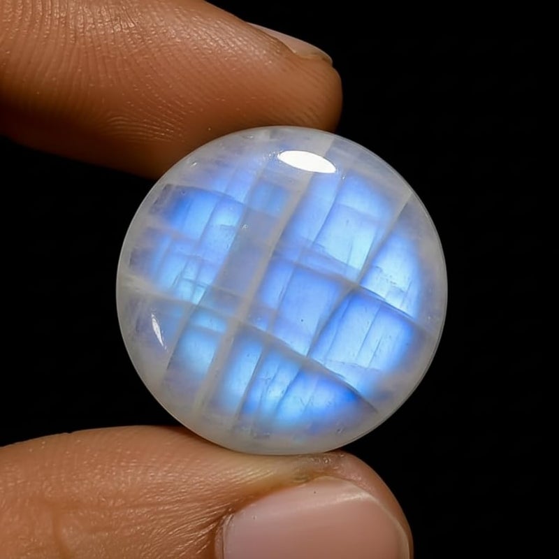 Myhealingworld 7mm Round Blue Fire AAA Quality Natural Rainbow Moonstone Calibrated Cabochon Loose Gemstone 11 pcs Box. - Image 4