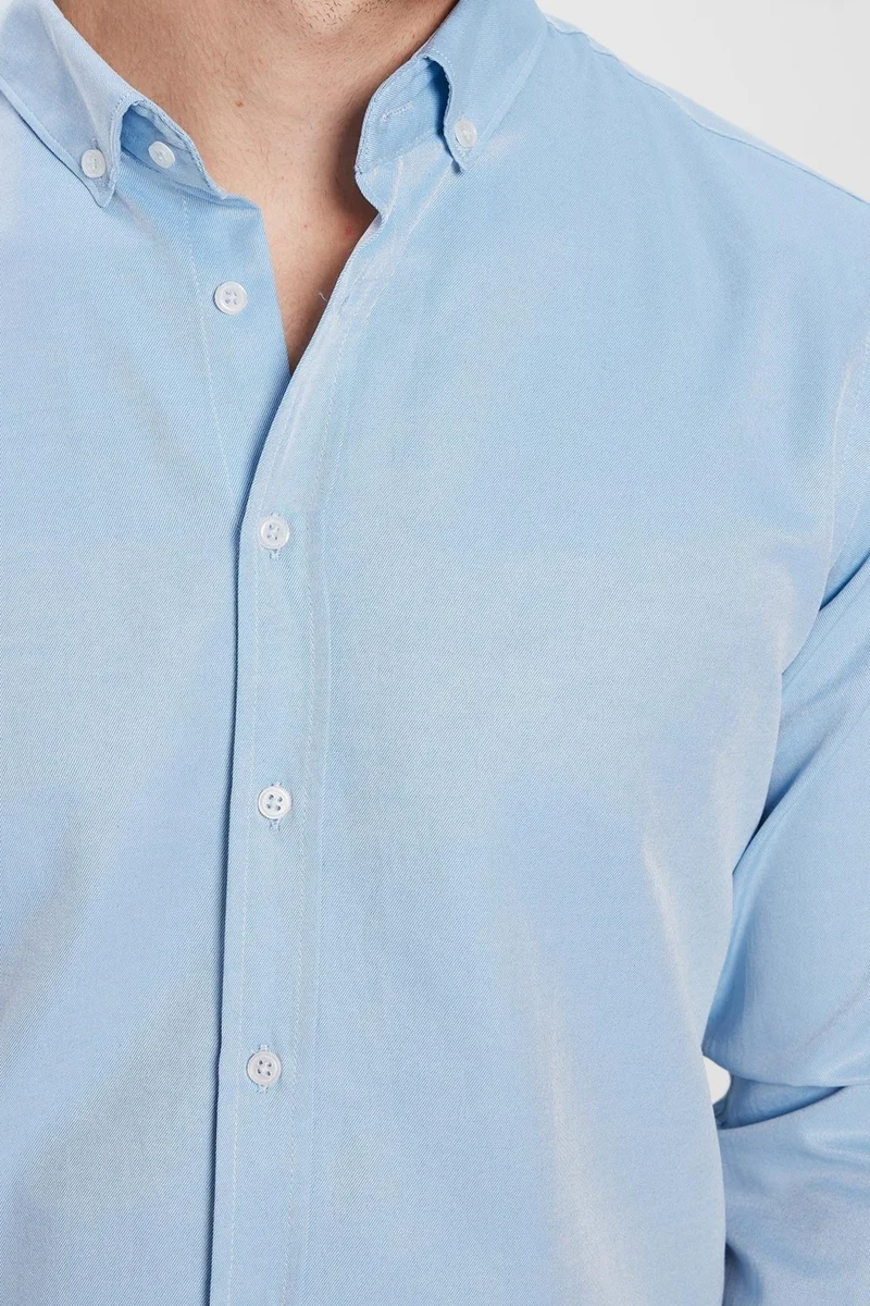 Tudors Slim Fit Button Collar Cotton Easy-Iron Plain Men's Shirt