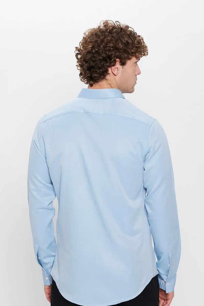 Tudors Slim Fit Button Collar Cotton Easy-Iron Plain Men's Shirt