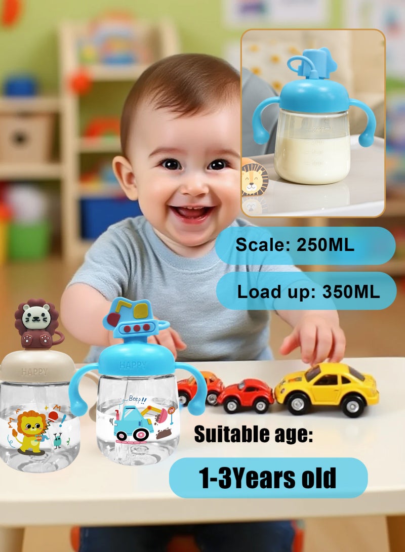 URbazaar 2-Pcs Baby Sippy Cups For 6 Months +, 350ml Baby Cup with Weighted Straw and Easy Grip Handles, Kids Water Bottle with Simple Flip Lid, 360 Degree Spill Proof Toddler Cup - Image 4