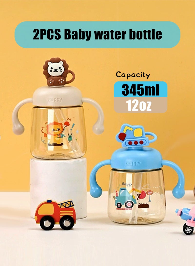 URbazaar 2-Pcs Baby Sippy Cups For 6 Months +, 350ml Baby Cup with Weighted Straw and Easy Grip Handles, Kids Water Bottle with Simple Flip Lid, 360 Degree Spill Proof Toddler Cup - Image 3