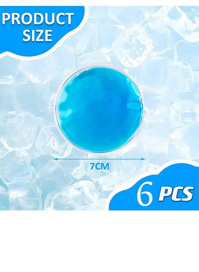 MARYA Gel Eye Pads 6 Pcs, Reusable Round Hot Cold Compress Mask for Puffy Eyes Dark Circles Migraine Sinus Relief, Cooling Warming Eye Gel Packs for Skin Care, Blue - Image 2