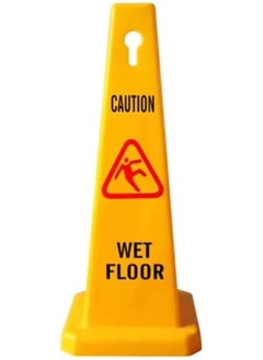 Scrolls Caution Wet Floor Safety Cone | Yellow Wet Floor Sign for Safety with 4 Sides View | Easily Noticable Floor Sign  - Image 1