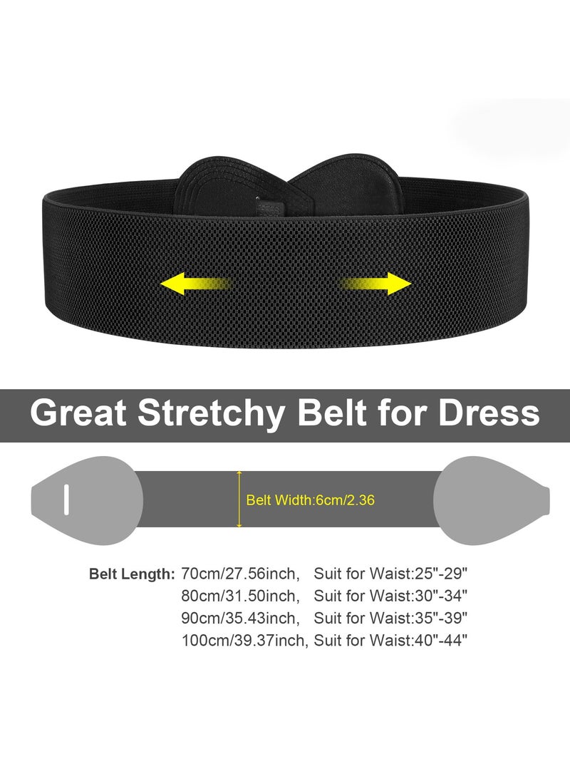 Generic 2-Piece Wide Waist Belt Set for Women – Vintage Leather Cinch Belt with Elastic Waistband for Dresses  - Image 2