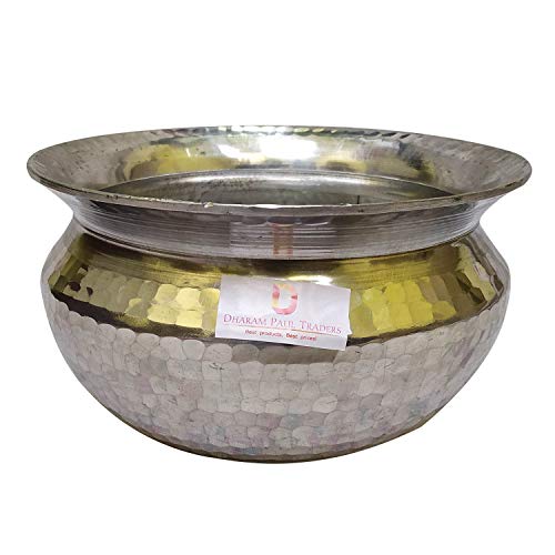 Dharam Paul Traders Heavy Weight Aluminium Handi, SIPRI with Hammered Design for Cooking Rice, Biryani, sabzi etc in Kitchen, Polished. 2.5 Liter. - Image 2