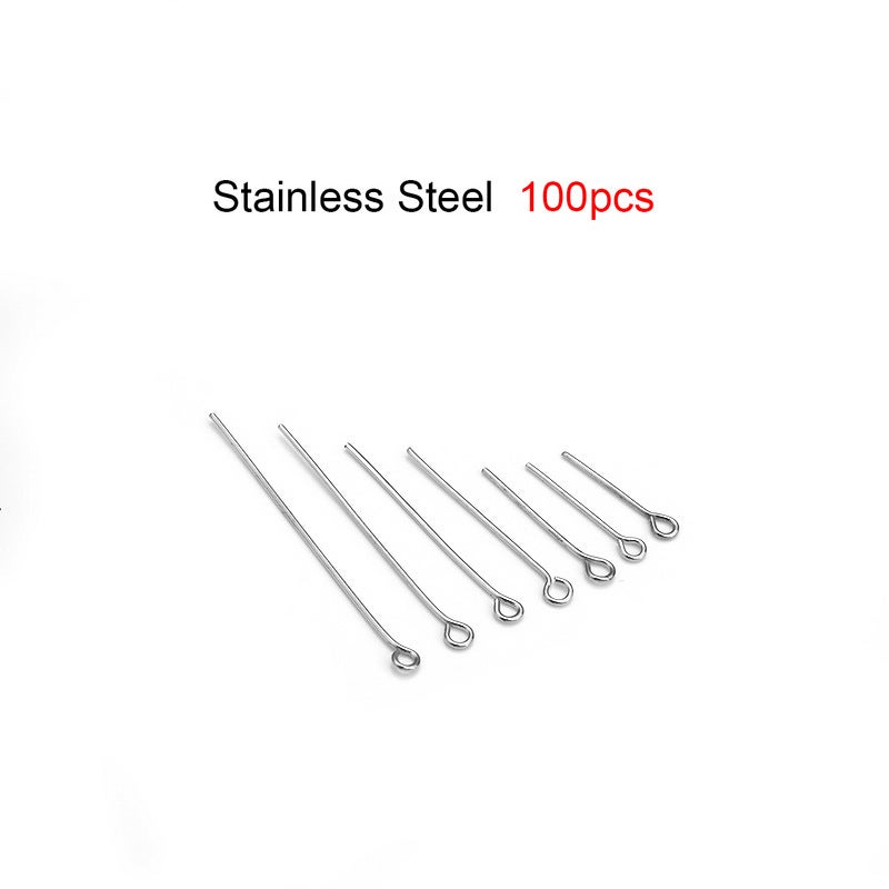 Stainless steel water plating real gold plating nine-character needle T-character needle ball needle accessories DIY handmade material 9-character needle wholesale Steel nine-character needle (100 PCs/pack) 