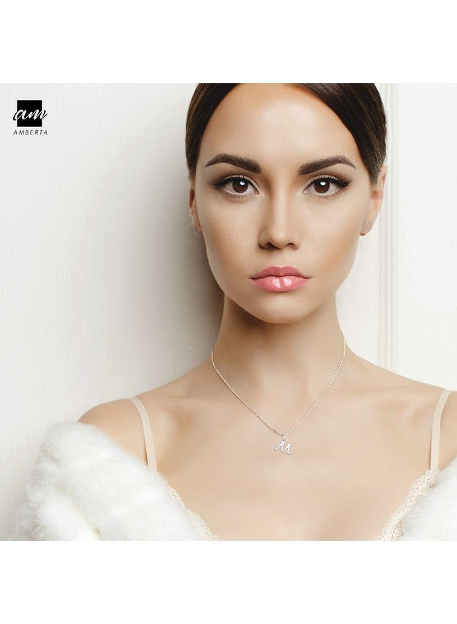 Amberta 925 Sterling Silver Alphabet Letter Pendant - Personalized Charm For Women - Stackable Symbol - Style M - Image 4