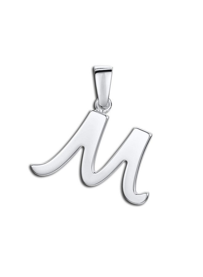 Amberta 925 Sterling Silver Alphabet Letter Pendant - Personalized Charm For Women - Stackable Symbol - Style M - Image 1