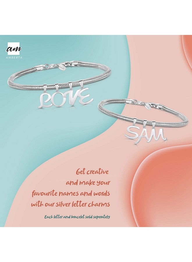 Amberta 925 Sterling Silver Alphabet Letter Pendant - Personalized Charm For Women - Stackable Symbol - Style M - Image 5