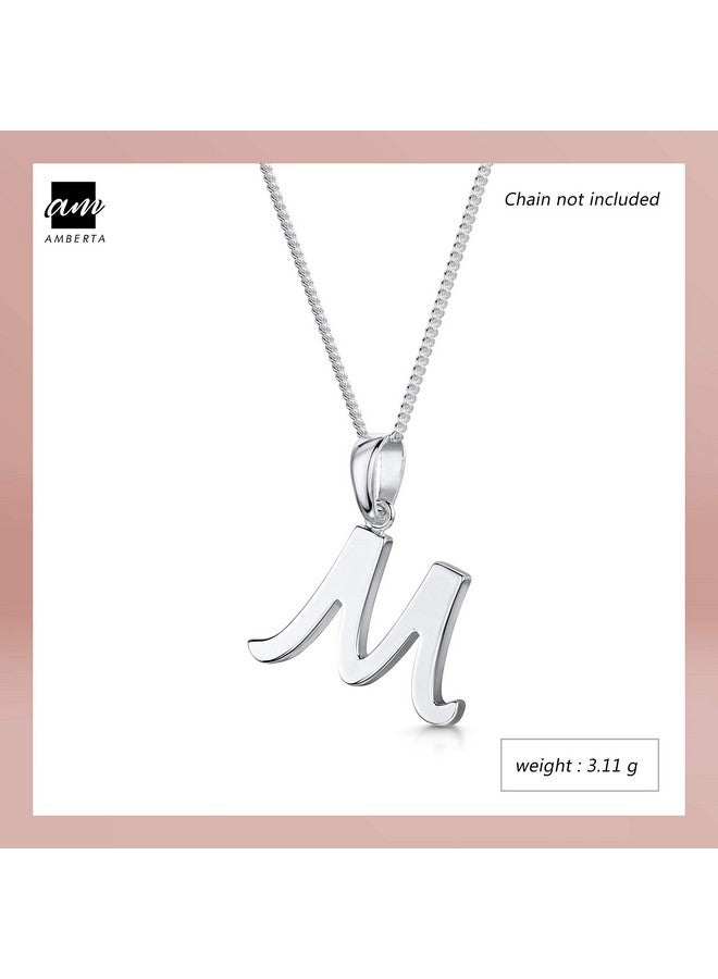 Amberta 925 Sterling Silver Alphabet Letter Pendant - Personalized Charm For Women - Stackable Symbol - Style M - Image 2