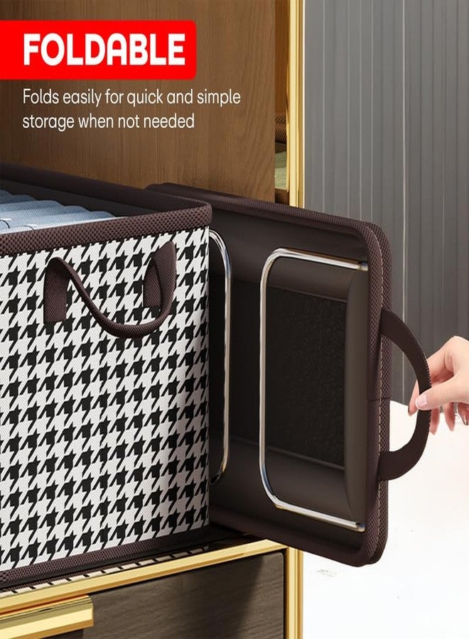 PRIME PICK Store Pro Storage Box Foldable Cloth Organizer Non Woven Fabric Breathable Wardrobe Storage Bin Sturdy Frame Handles Space Saving Clothes Organizer Black and White Pack of 6 - Image 4