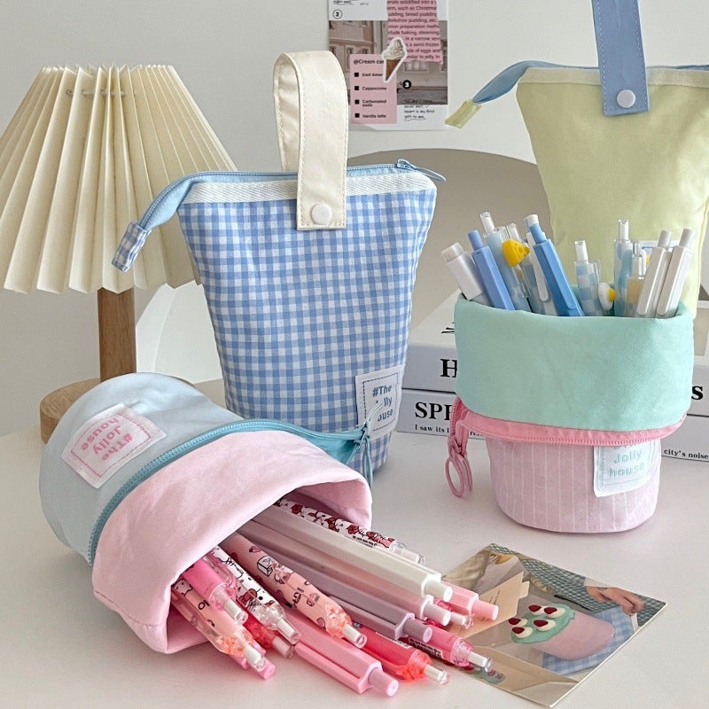 High-Appearance Pen Holder and Pencil Case, Japanese Ins Style, Large Capacity, Standable - Image 2
