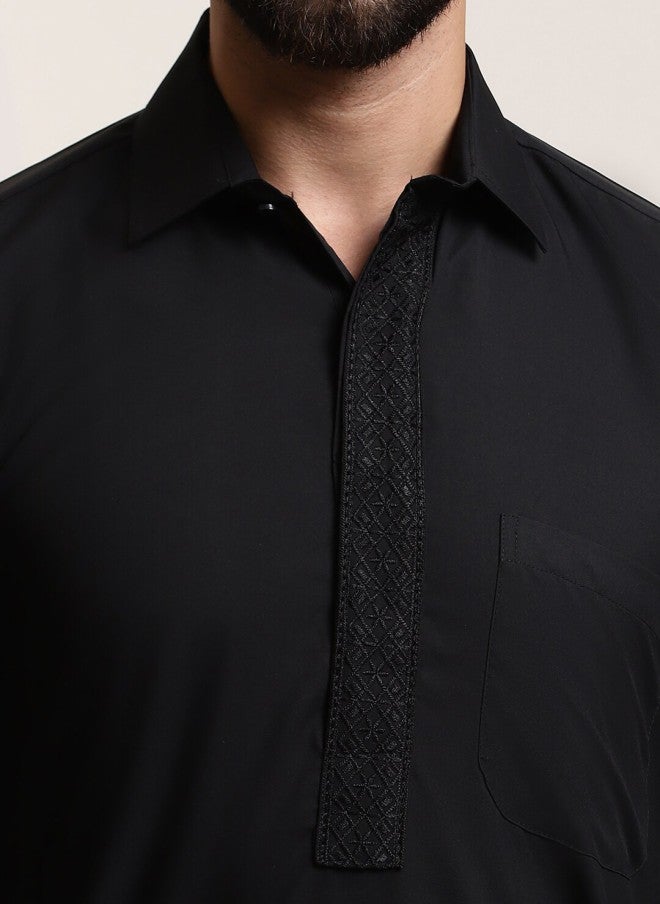 Sojanya Pure Cotton Black Kurta with Salwar for Men - Image 2
